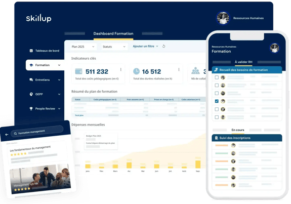 Illustration du logiciel de gestion de la formation de Skillup.